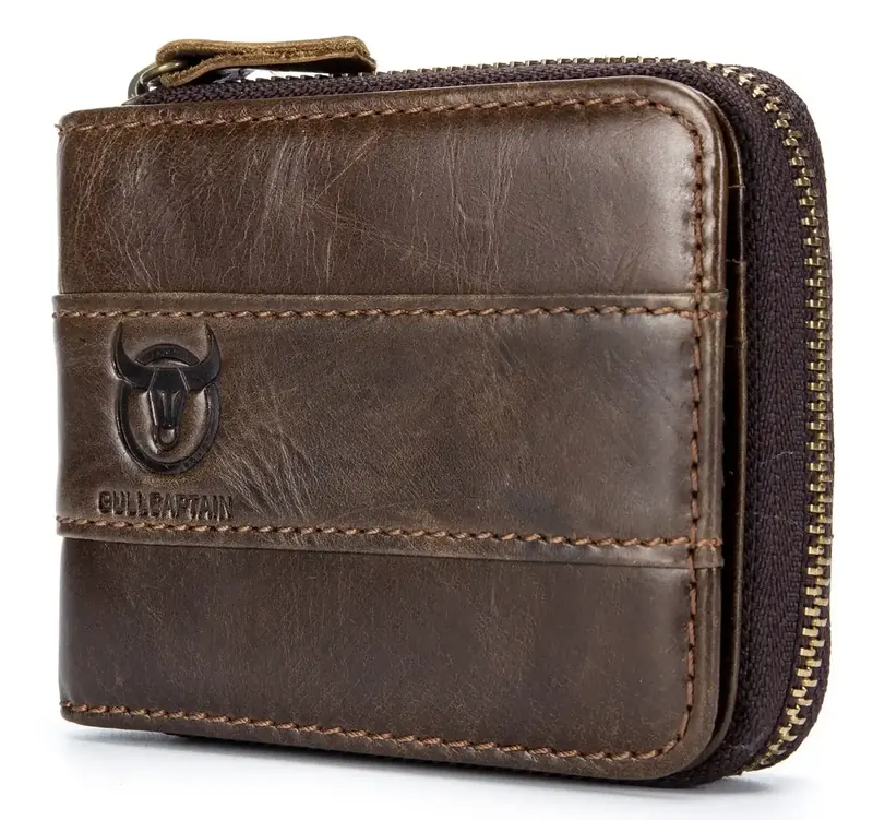 Bullcaptain Leather Zipper Wallet