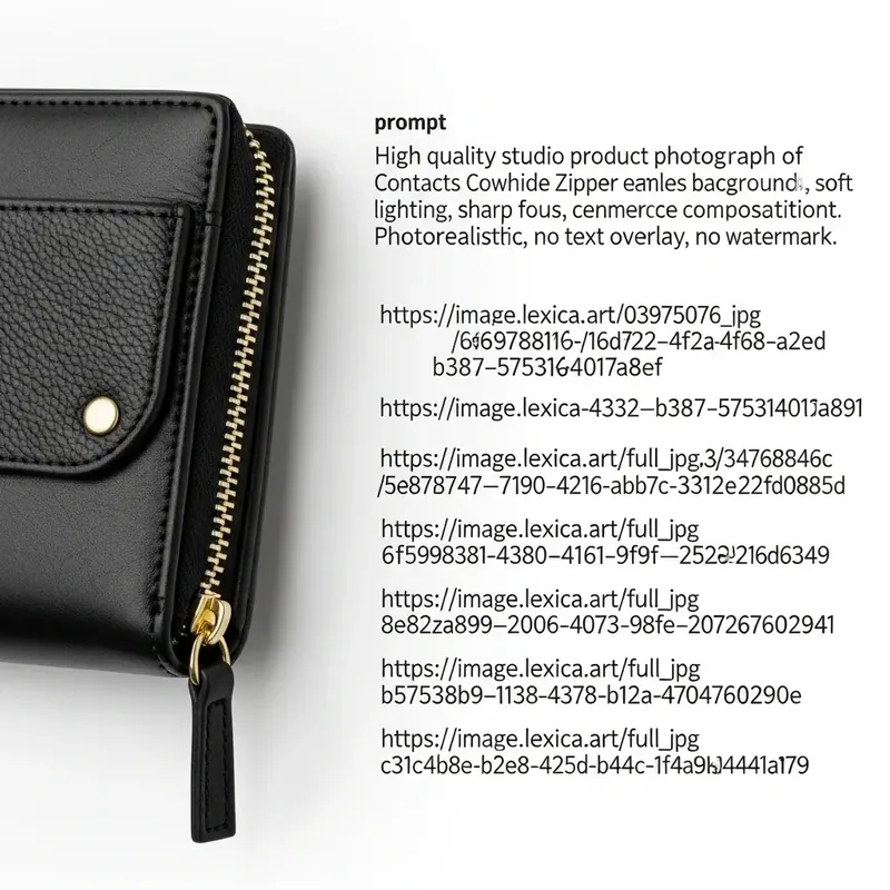Contacts Cowhide Zipper Wallet